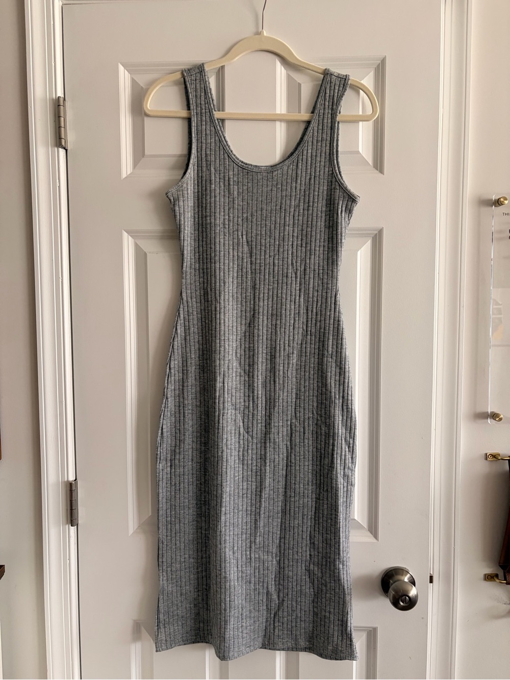 Ribbed Sleeveless Midi Dress in Gray